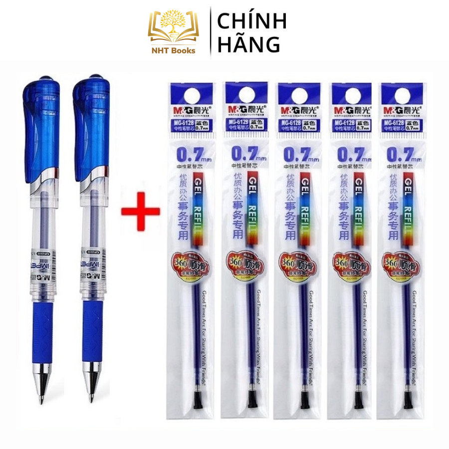 Combo 2 bút gel + 5 ruột m&g gp1111 và 6128 luyện viết tiếng trung nét 0.7mm