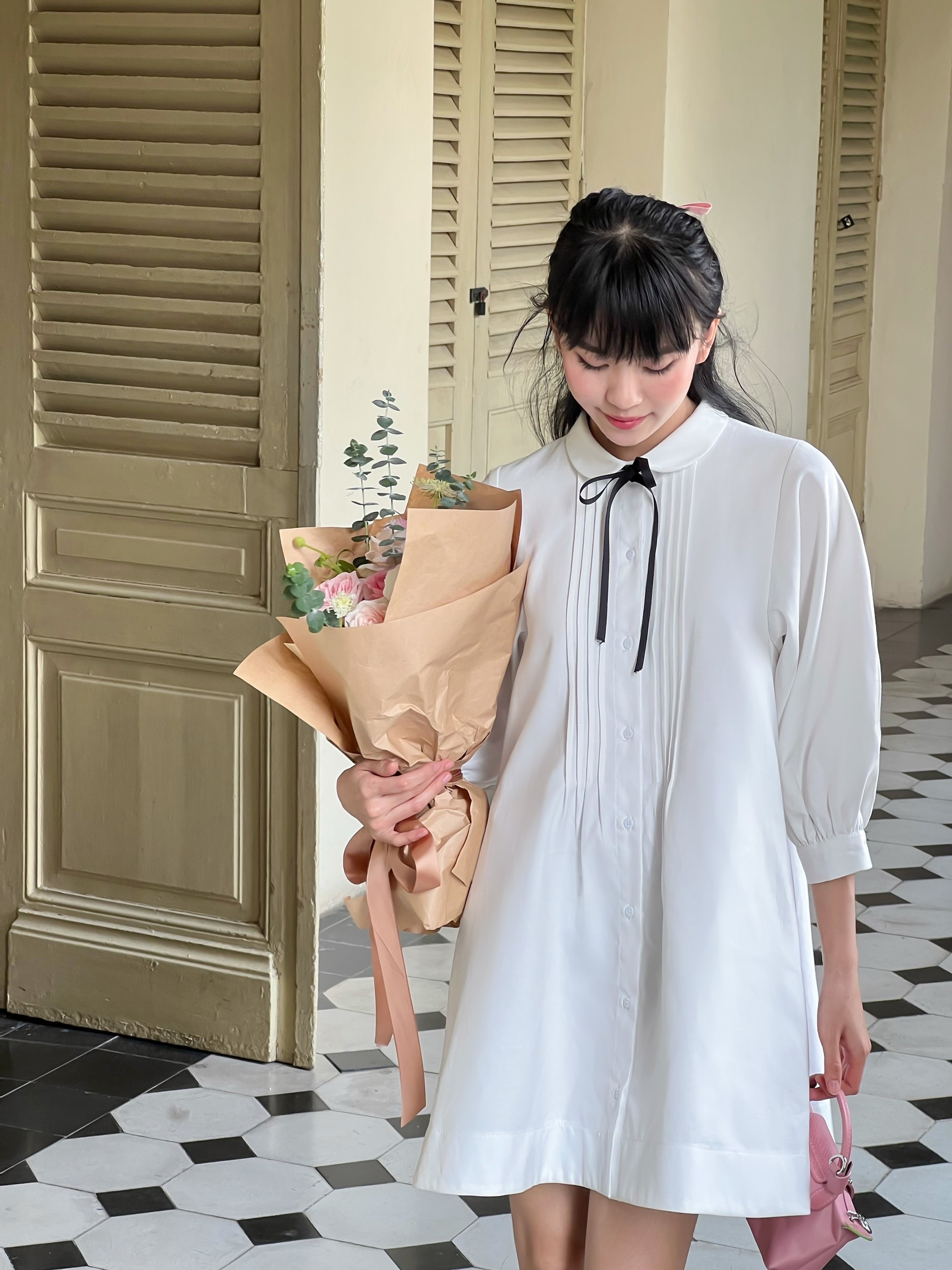 Kido đầm sơ mi dáng xoè tay dài keiko dress