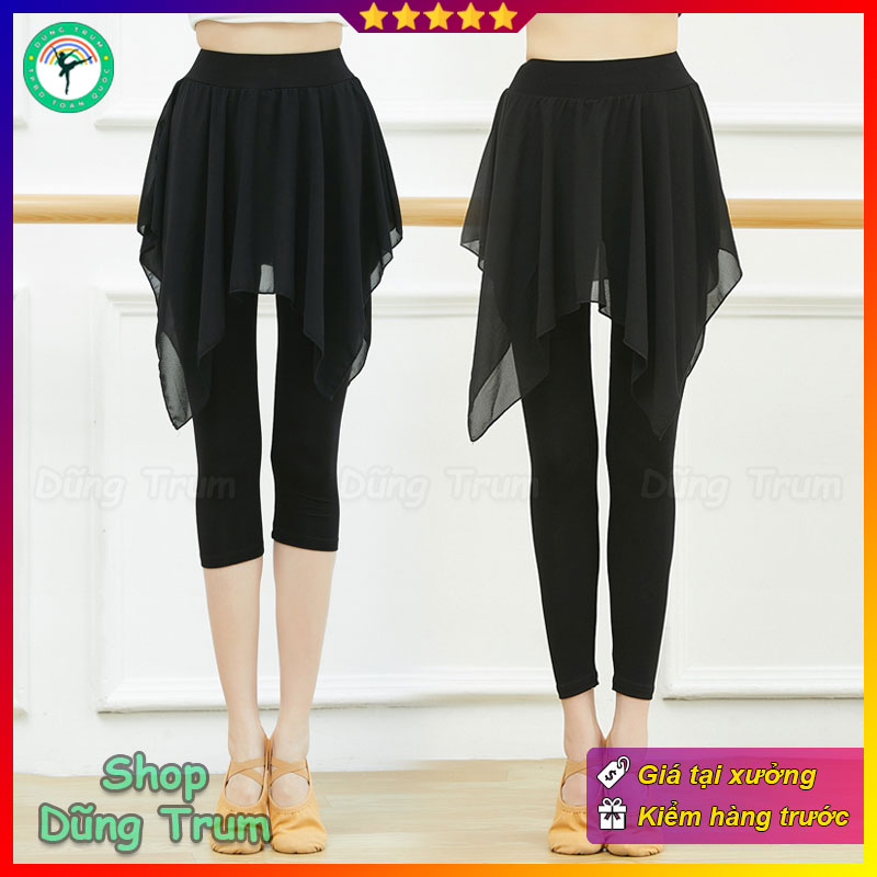 Quần múa bale nữ người lớn chất cotton xẻ tà ngắn cực đẹp