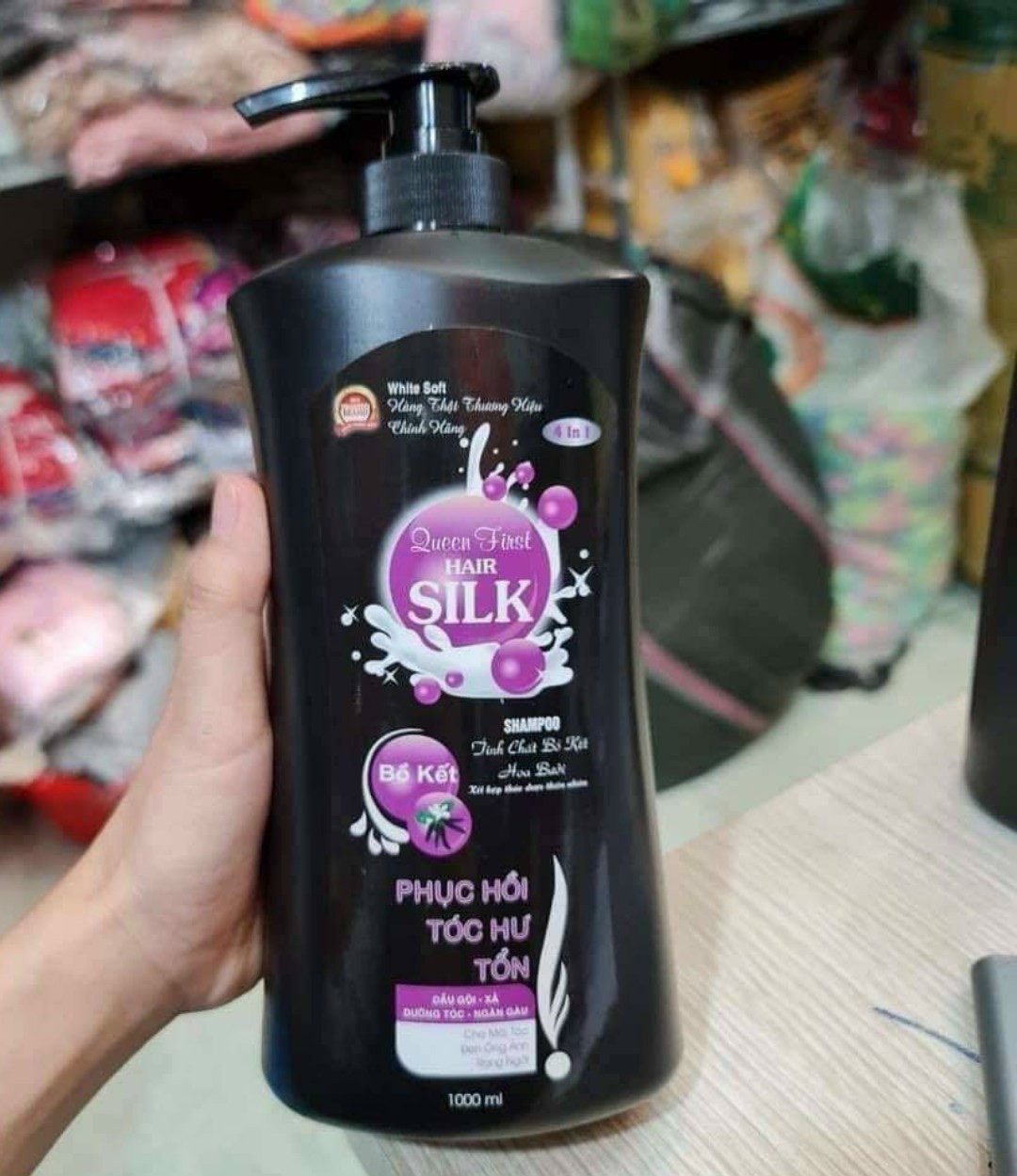 CHAI 1000ML DẦU GỘI ĐẦU BỒ KẾT SILK DƯỠNG TÓC SUÔNG MƯỢT ÓNG Ả  - BỒ KẾT ĐEN