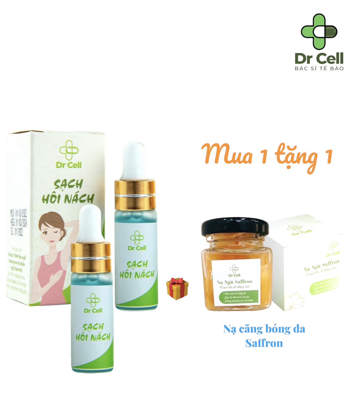Sạch hôi nách dr cell 5ml x 2 chai - tặng nạ căng bóng da saffron dr cell