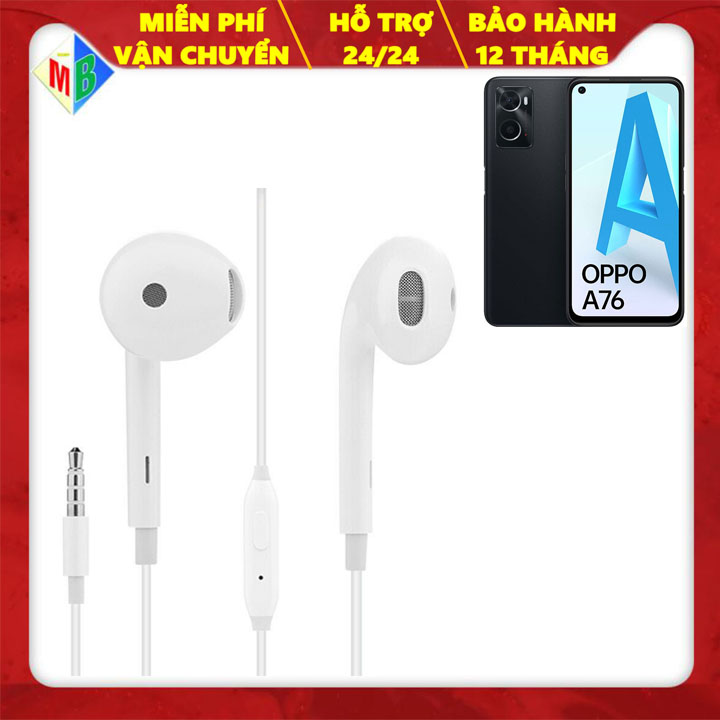 Tai Nghe Cho OPPO A76 Nghe Siêu Hay Chui Tròn Jack 3.5mm Chính Hãng