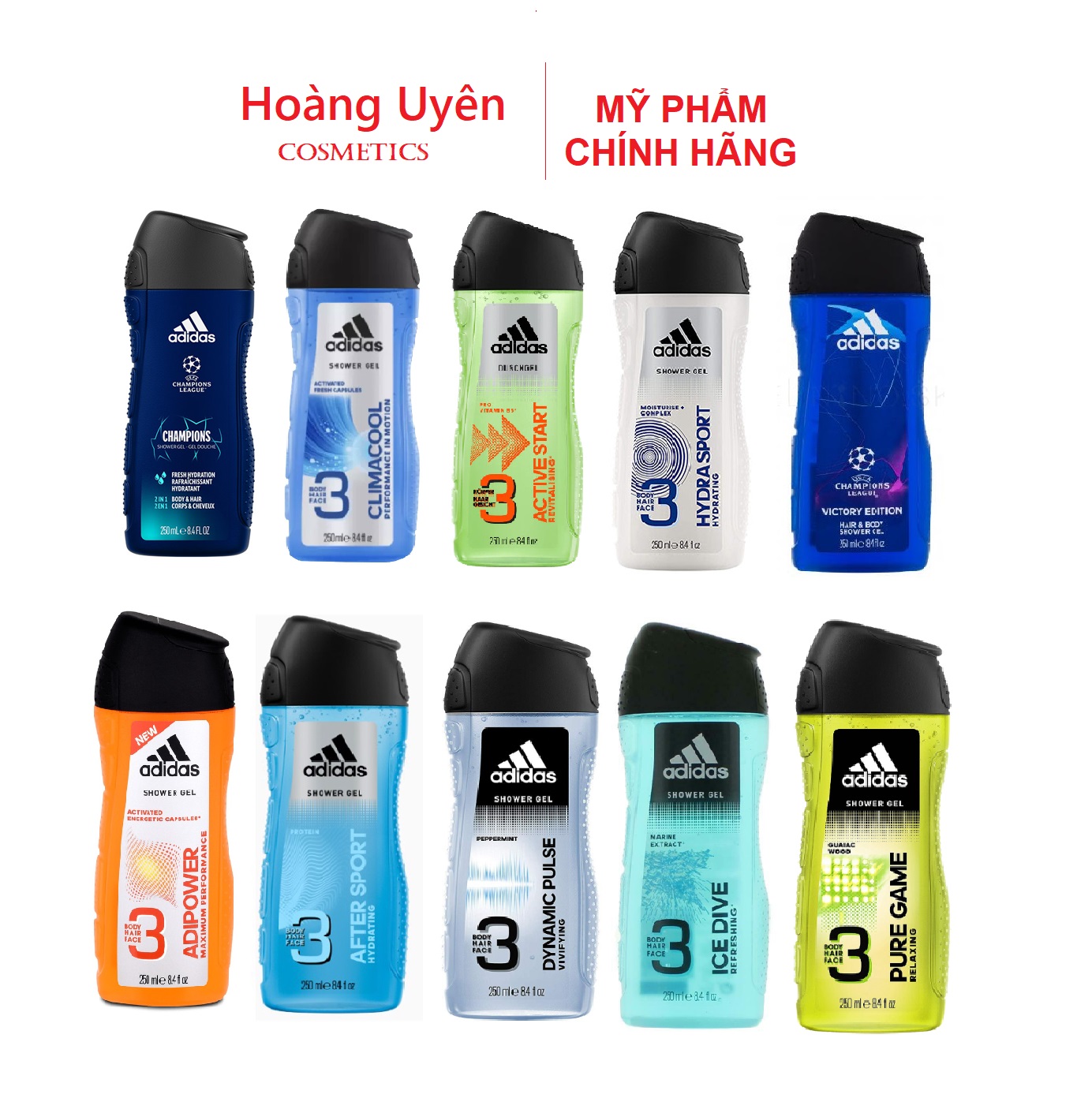 Chai 250ml - sữa tắm adidas hương nước hoa thơm lâu - chọn mùi