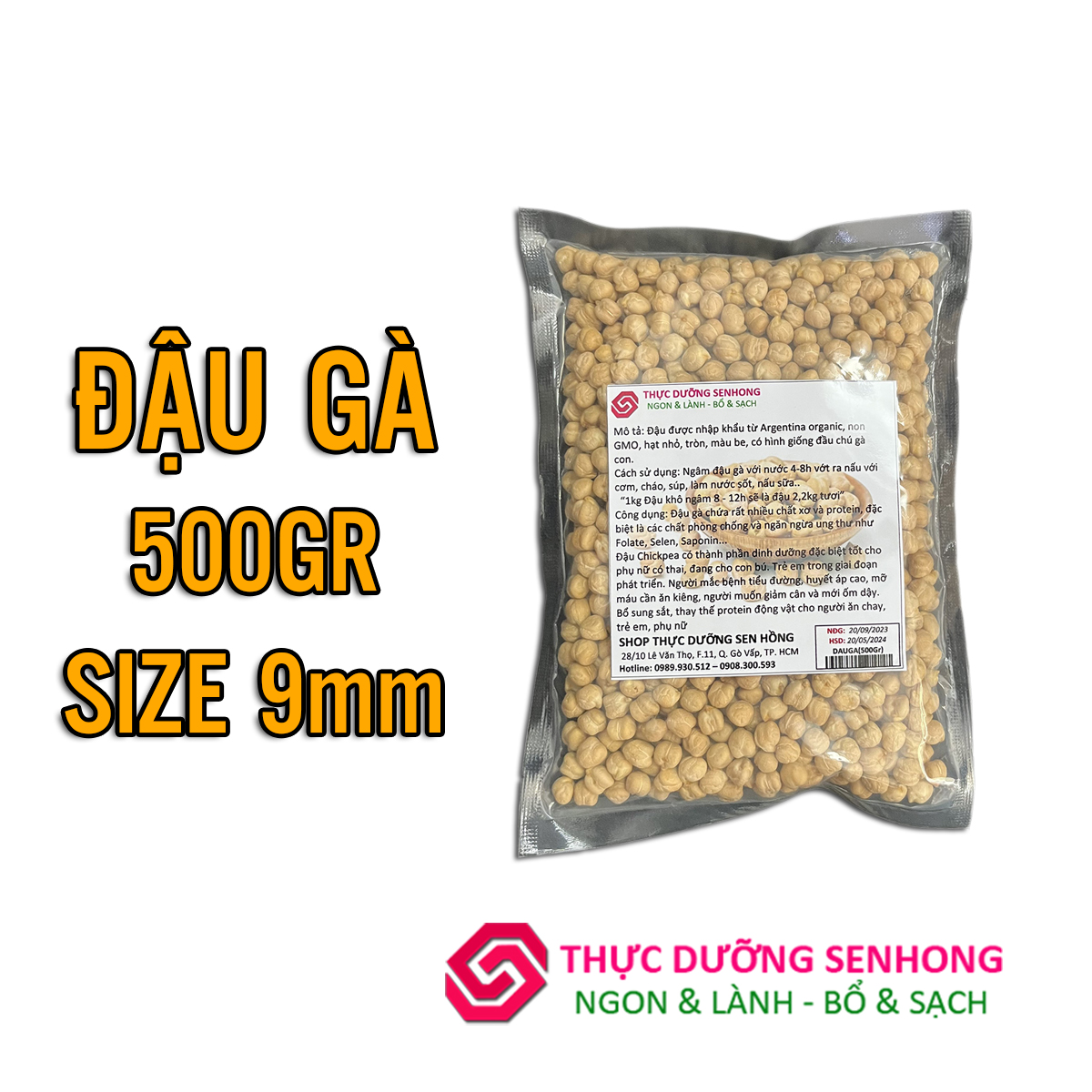 Đậu gà Argentina  Chickpeas - 500gr - hạt lớn size 9mm