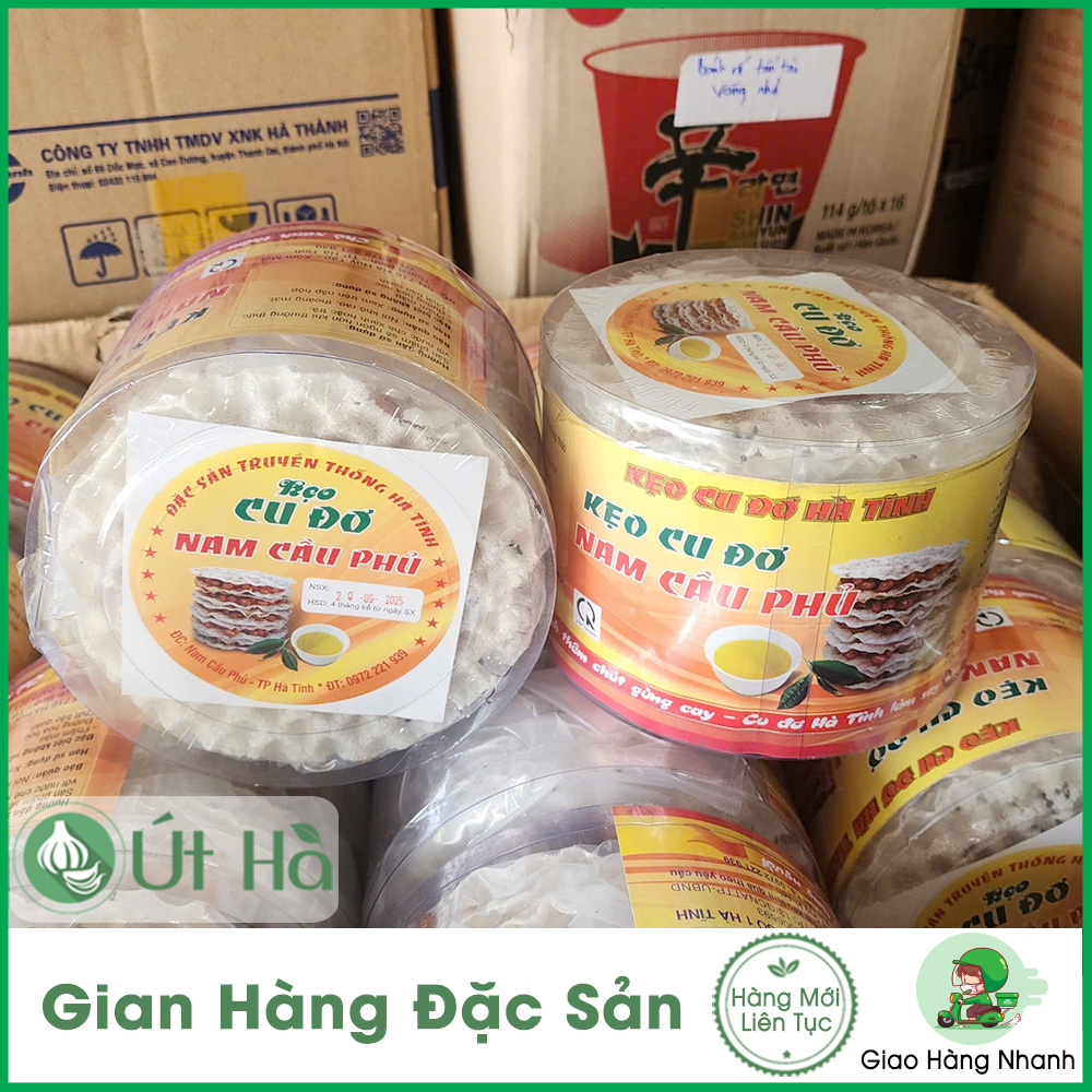 Kẹo cu đơ hà tĩnh nam cầu phủ hộp nhựa 5 miếng thơm ngon loại đăc biệt - út hà đặc sản