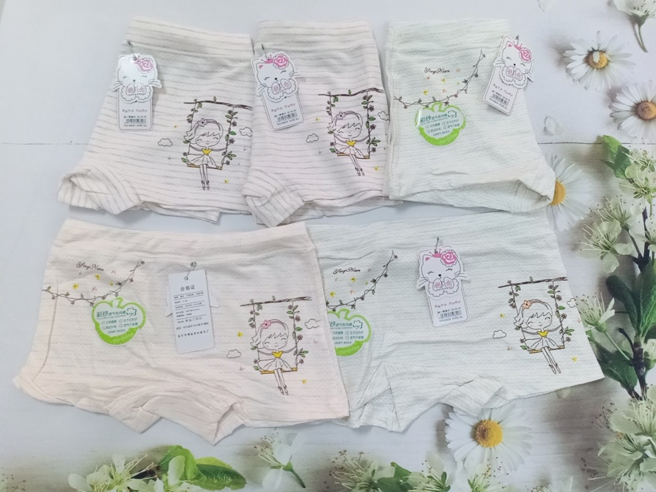 Combo 5 quần chip đùi bé gái cotton thông hơi