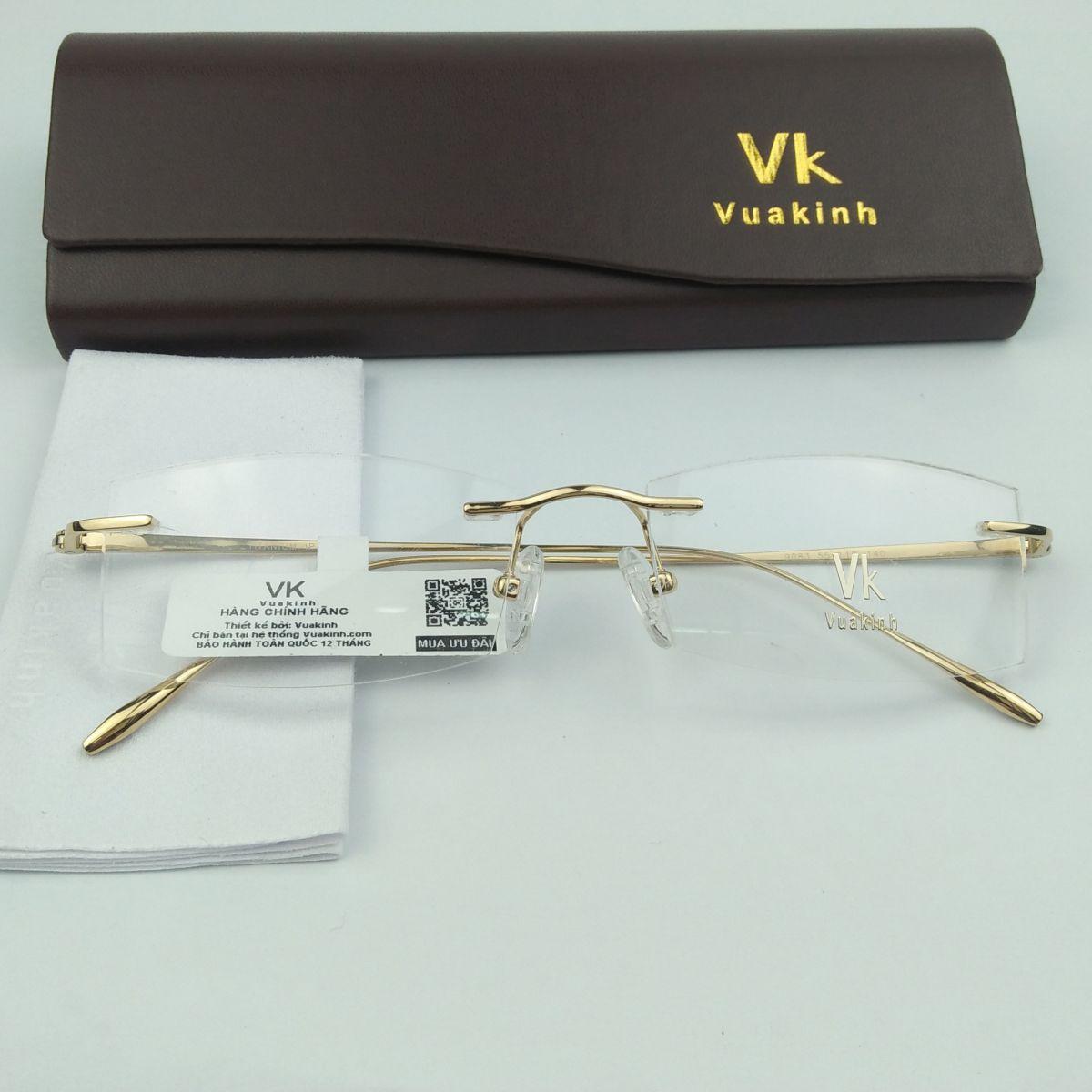 Gọng kính cận titan không viền VK mạ vàng 18k VK-9