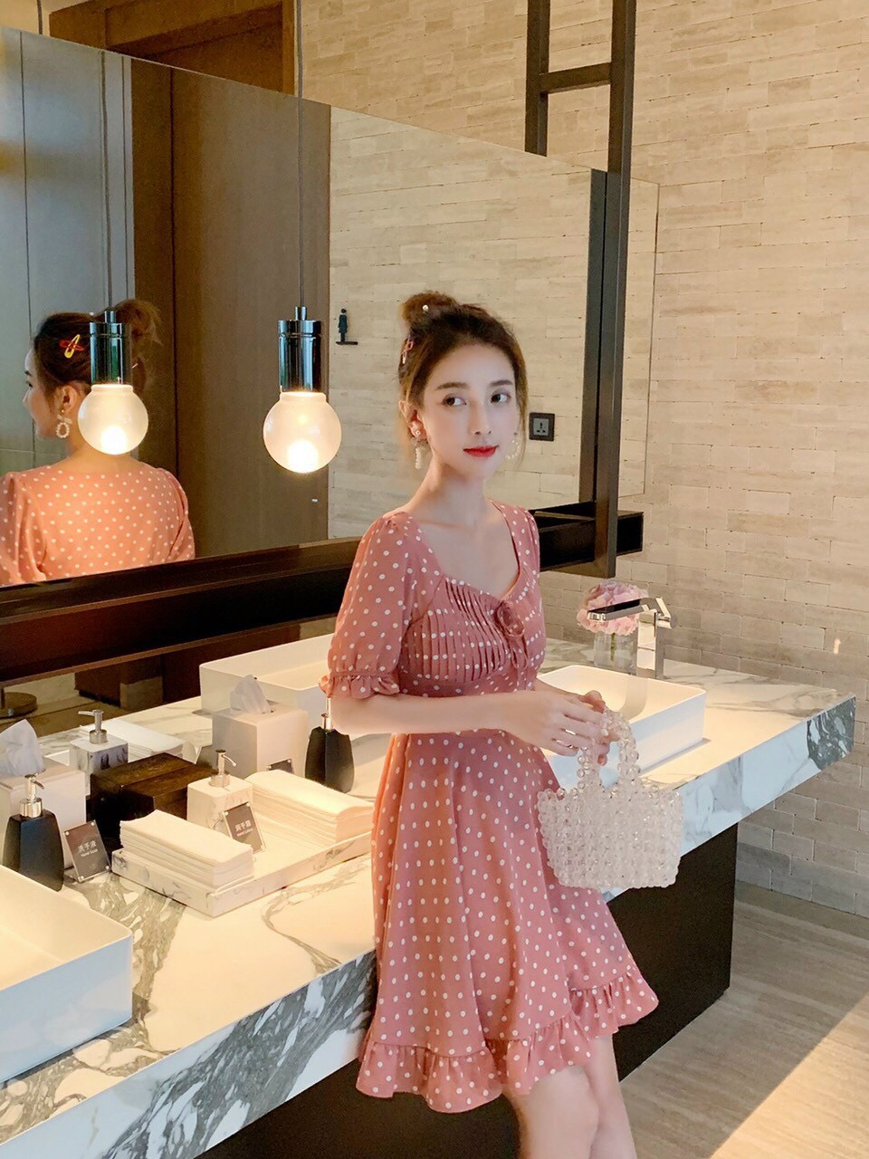 Đầm voan bi duôi cá phối dập ly ngực thời trang TTSA0851