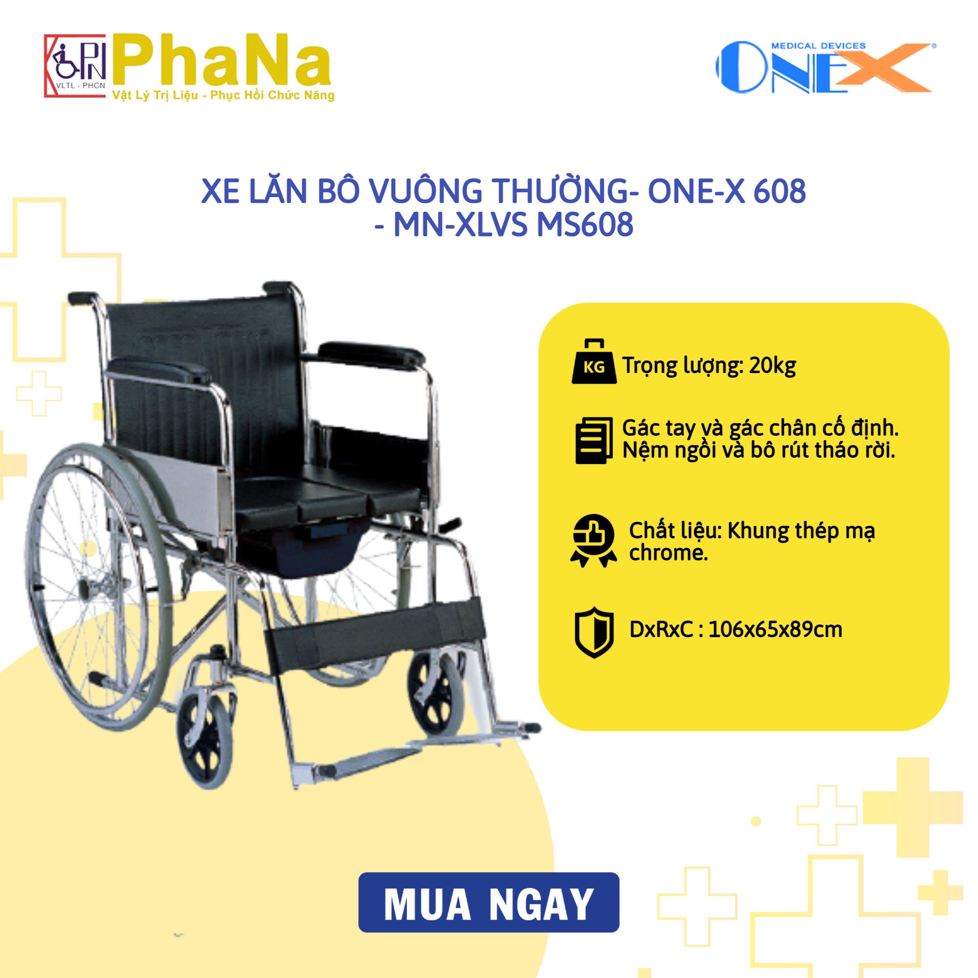 [HCM]Xe lăn bô vuông thường - ONE-X 608