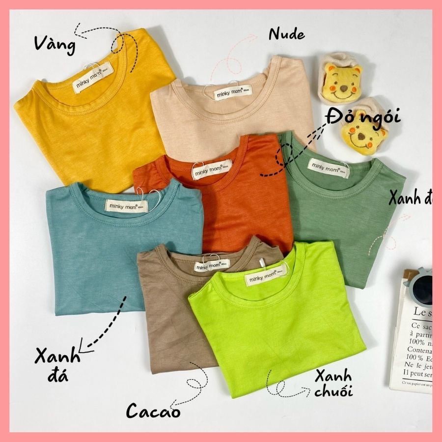 COMBO 5 Áo thun lạnh cộc tay minkymom, áo thun mịn mát, thấm hút mồ hôi cho bé trai, bé gái (szie 5-25 kg) - 2
