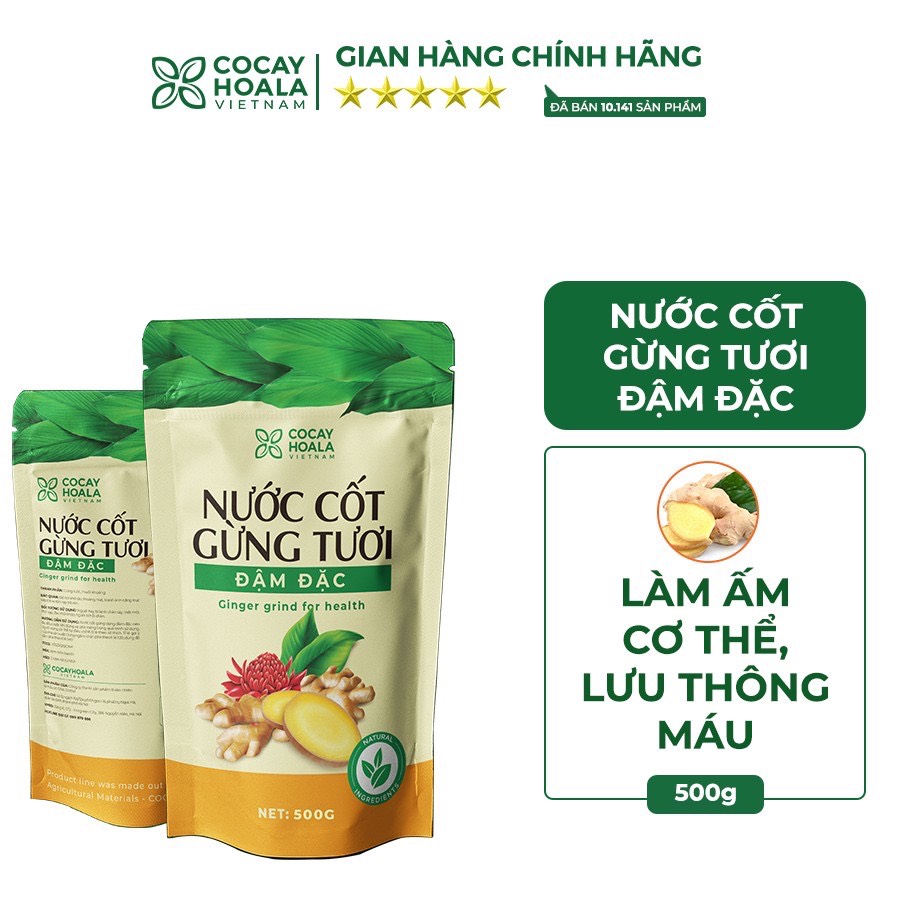 Nước cốt gừng tươi Cocayhoala chiết xuất gừng nguyên chất đậm đặc làm ấm cơ thể lưu thông máu  dùng để tắm ngân chân an toàn lành tính cho cả mẹ bầu trọng lượng 500g