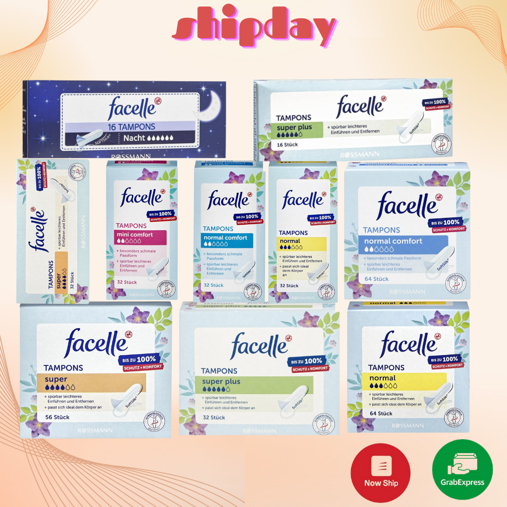 Tampon Facelle - Băng vệ sinh Tampon Facelle Nacht 6 giọt- Băng vệ sinh dạng nút - Nội địa Đức