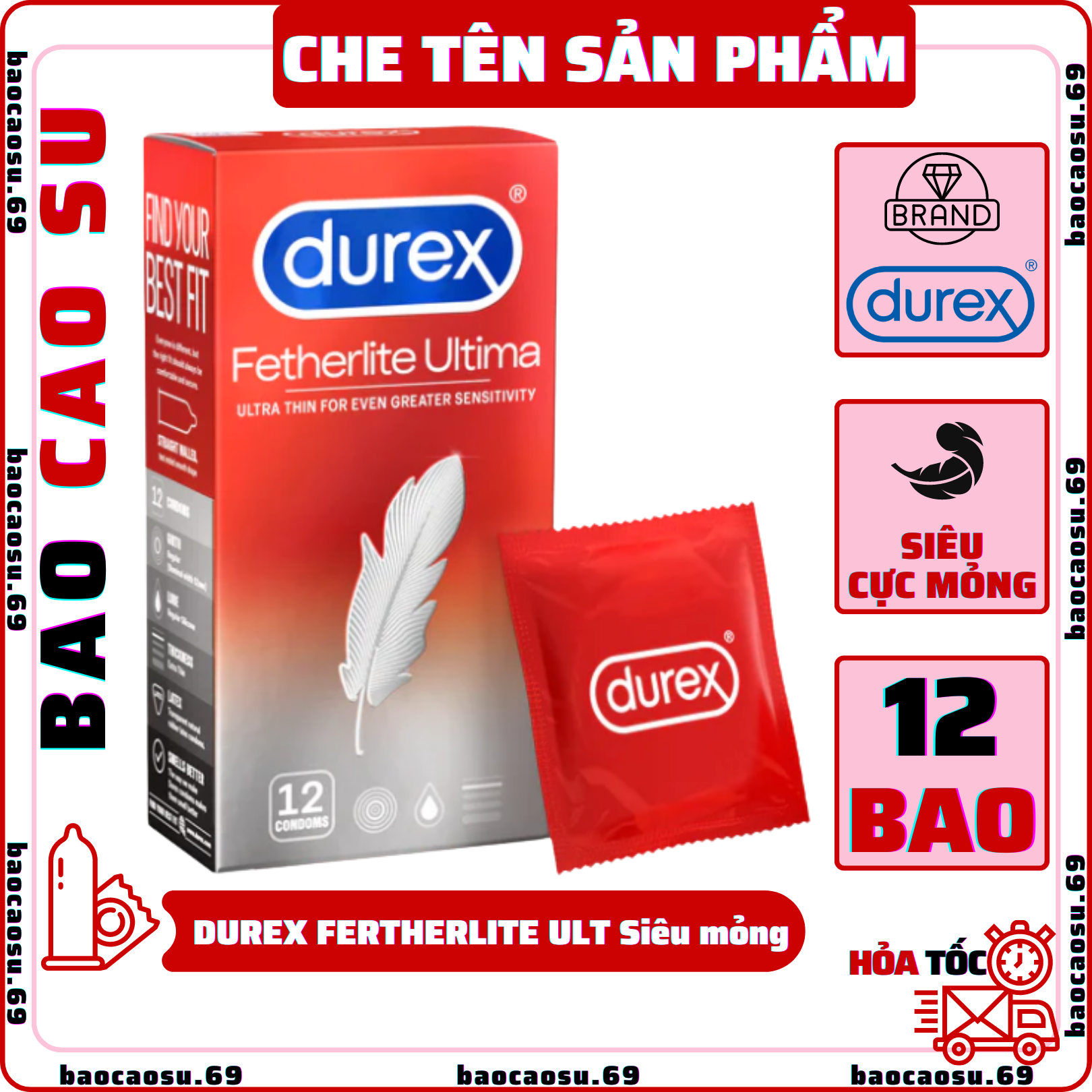 Bao Cao Su Durex Fetherlite Ultima Siêu Mỏng Hộp 12 Cái