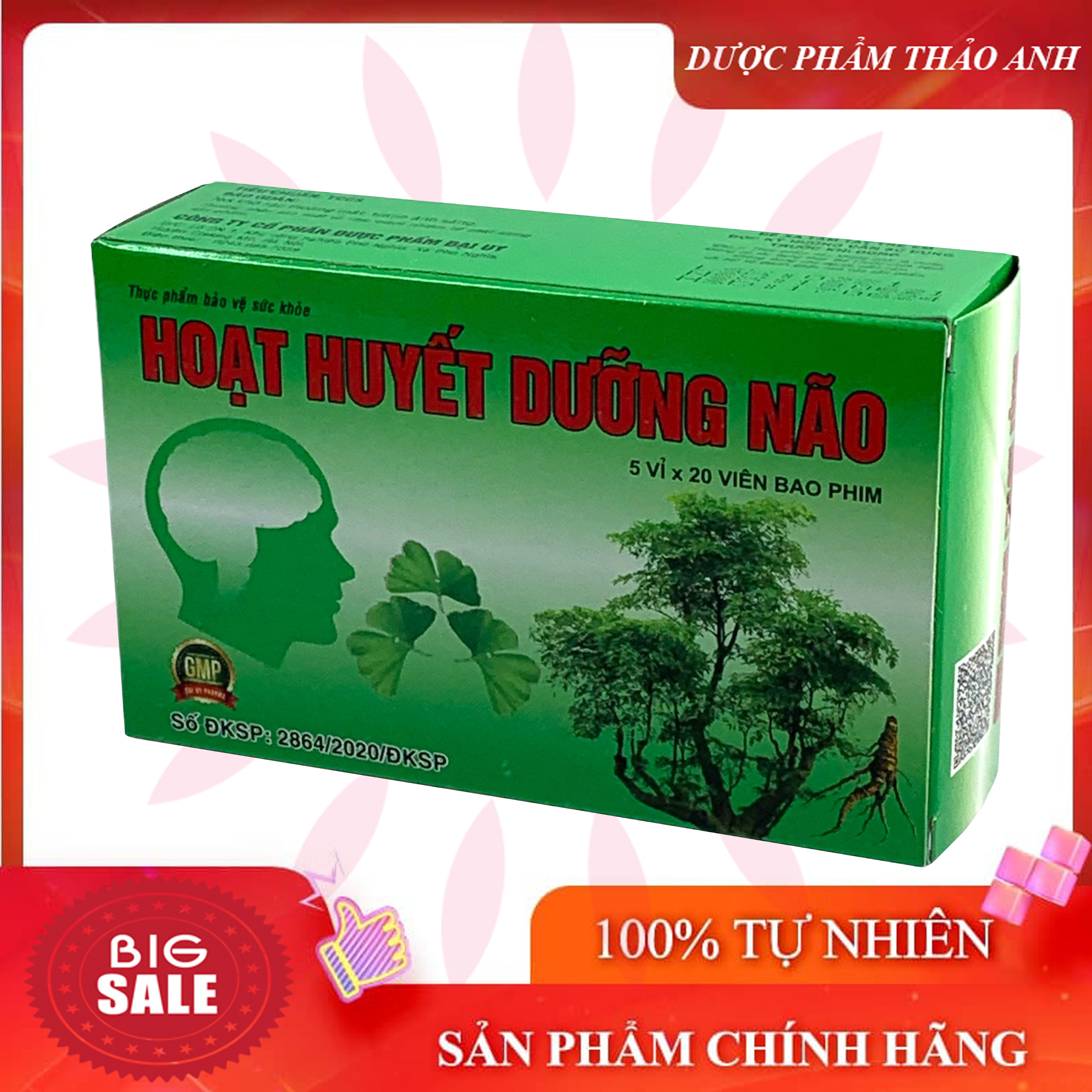 Hoạt huyết dưỡng não Đại Uy  hỗ trợ hoạt huyết , tăng cường tuần hoàn máu não, giảm triệu chứng đau đầu, hoa mắt, chóng mặt, mất ngủ,… hộp 100 viên bao đường HSD 2024
