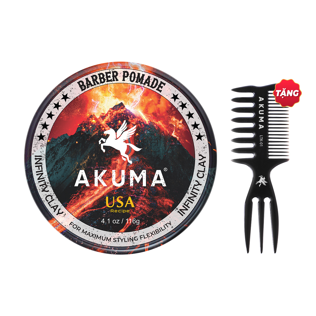Sáp Xịt AKUMA Pomade 56g/116gr tặng lược chính hãng tạo kiểu giữ nếp tóc hiệu quả hương nước hoa