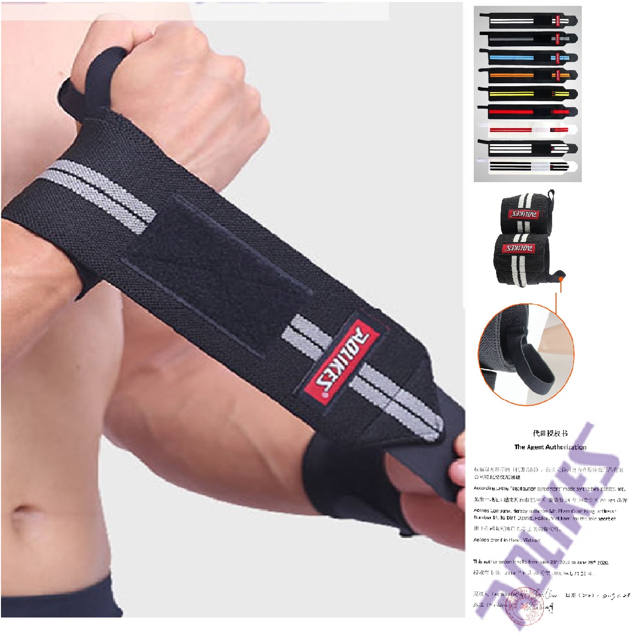 Đai cuốn cổ tay Aolikes AL 1538 (1 Cái) băng cuốn có giữ ngón cái chống trượt - CHUYÊN GYM SPORT