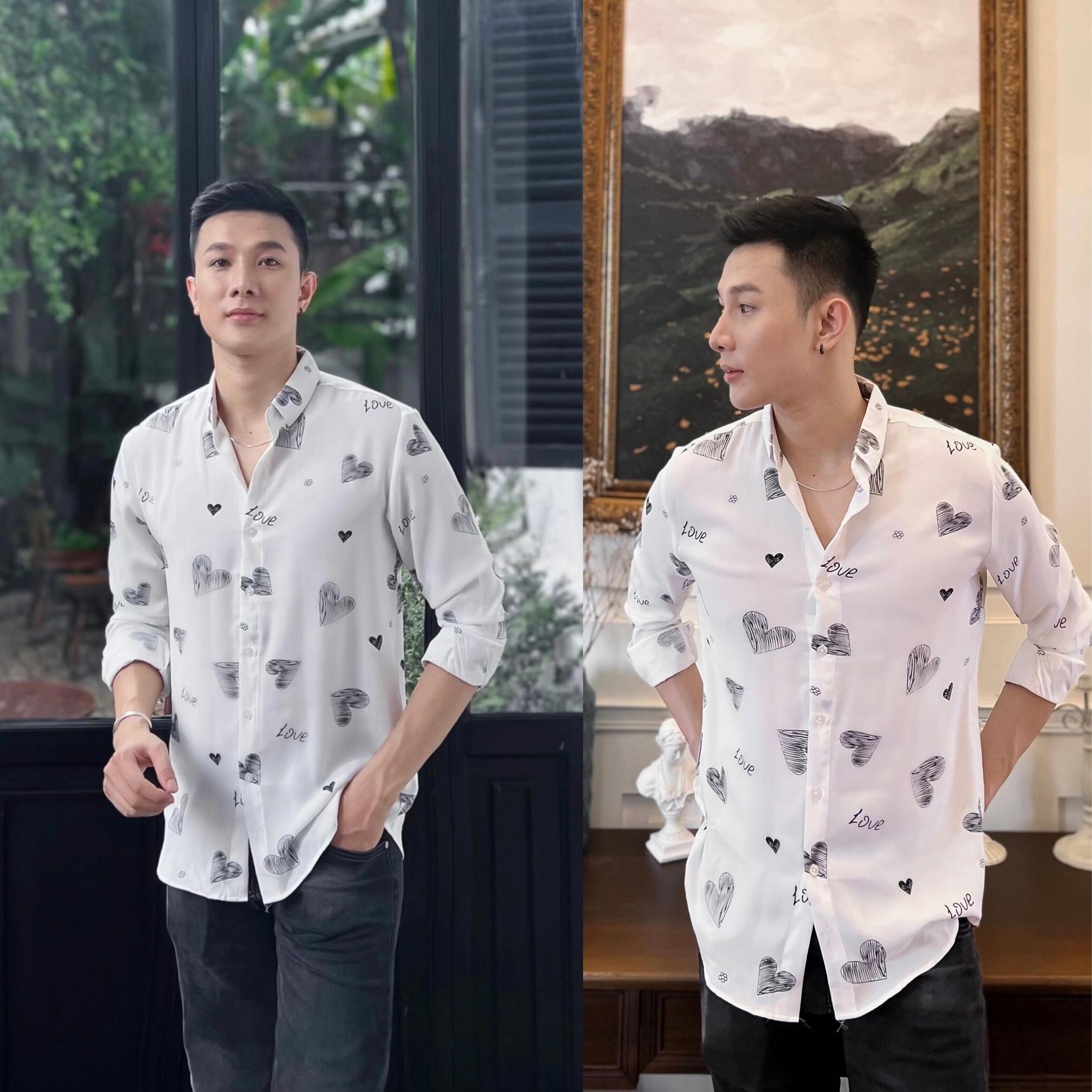 Áo sơ mi lụa dài tay form rộng họa tiết S9