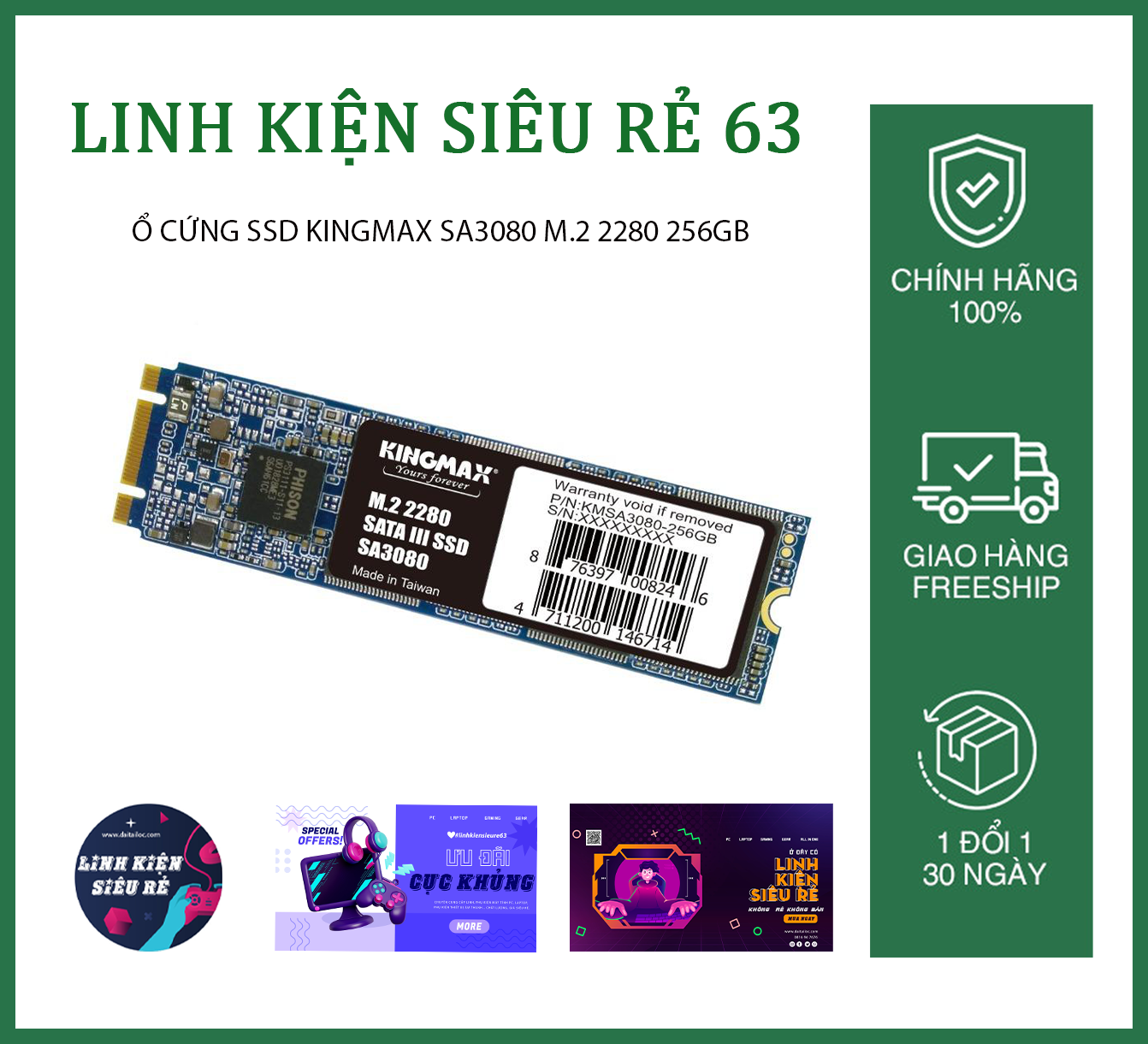 Ổ cứng SSD Kingmax SA3080 M.2 2280 256GB