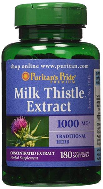 Thải độc gan viên uống detox cơ thể, tăng cường miễn dịch, và bảo vệ gan của Puritan's Pride - Milk Thistle 1000mg 180v