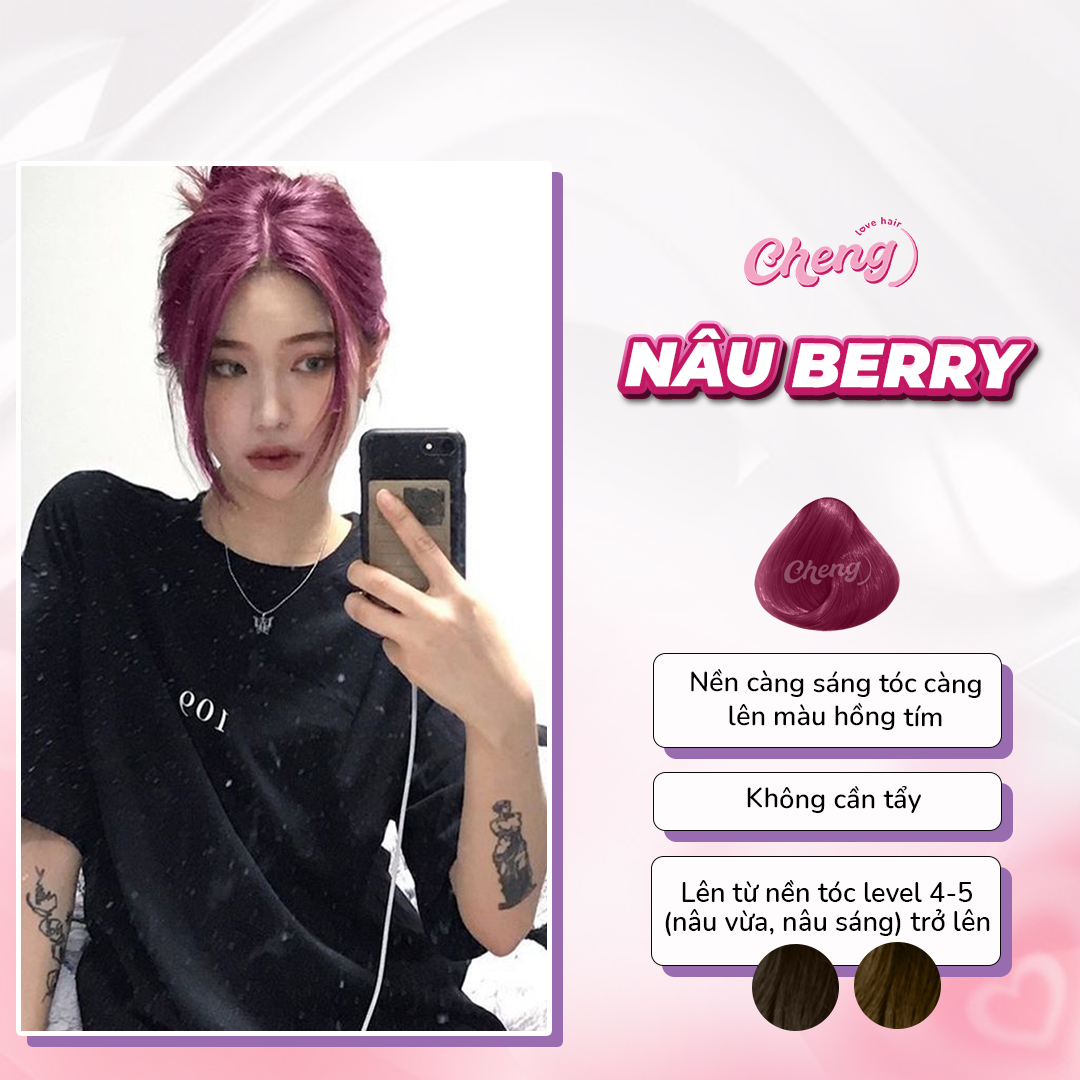 HOÀN TIỀN 20% - Thuốc nhuộm tóc màu NÂU BERRY không cần thuốc tẩy tóc Chenglovehairs Chenglovehair