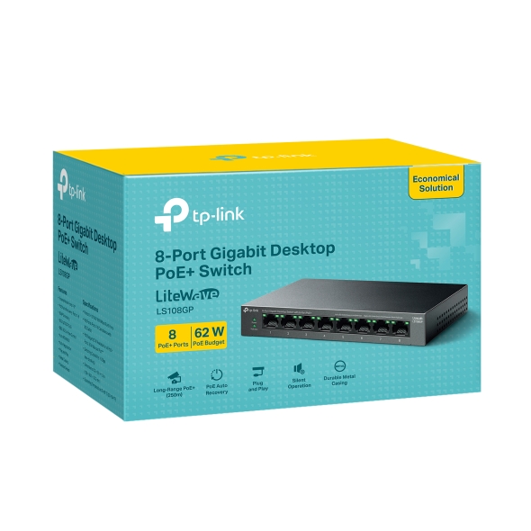 Switch Để Bàn TP-Link LS108GP Gigabit 8 Cổng PoE+ Công Suất 62W