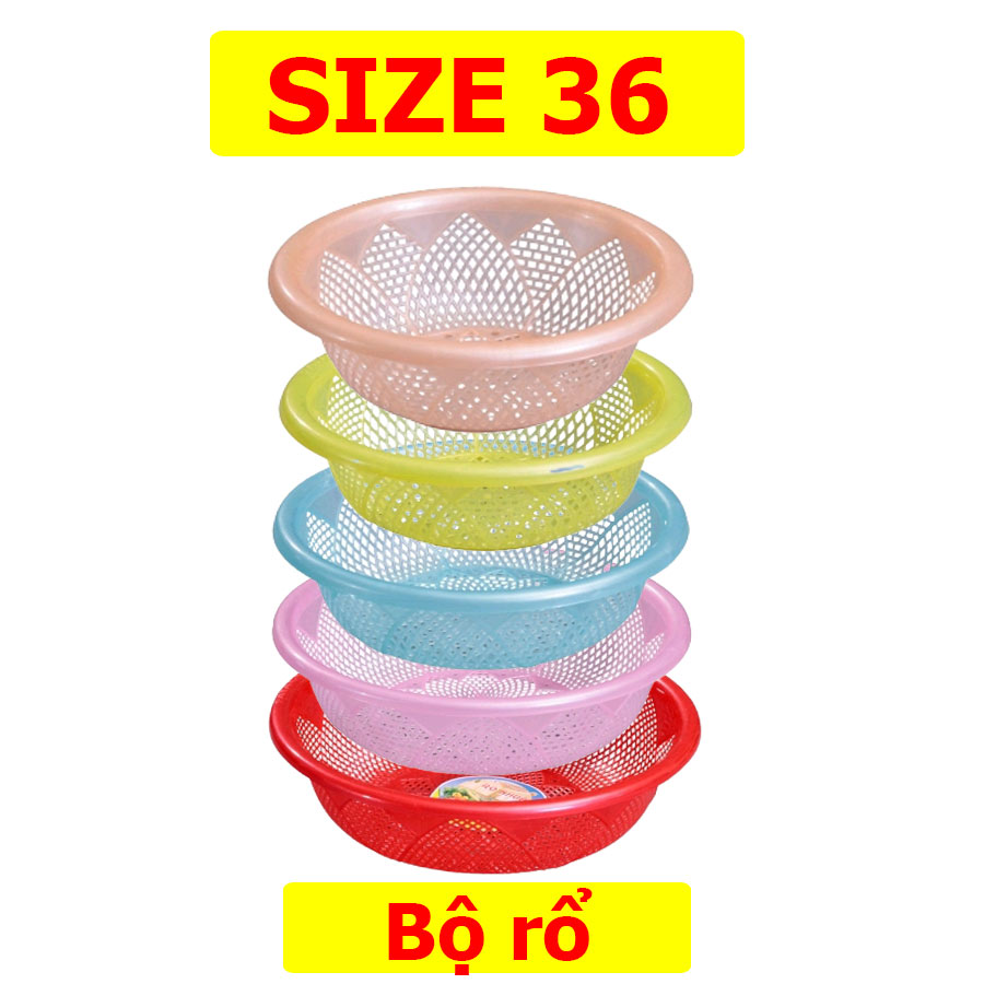 Combo 5 rổ nhựa size 36 cm. shop giao màu ngẫu nhiên