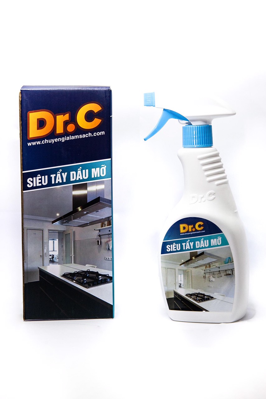 Chai siêu tẩy dầu mỡ Dr.C dung tích 500ml giúp loại bỏ các vết bẩn cứng đầu, đánh bay những vết cáu bẩn, dầu mỡ, ố vàng trên bếp gas, bếp từ, xoong nồi, máy hút mùi, đồ dùng nhà bếp