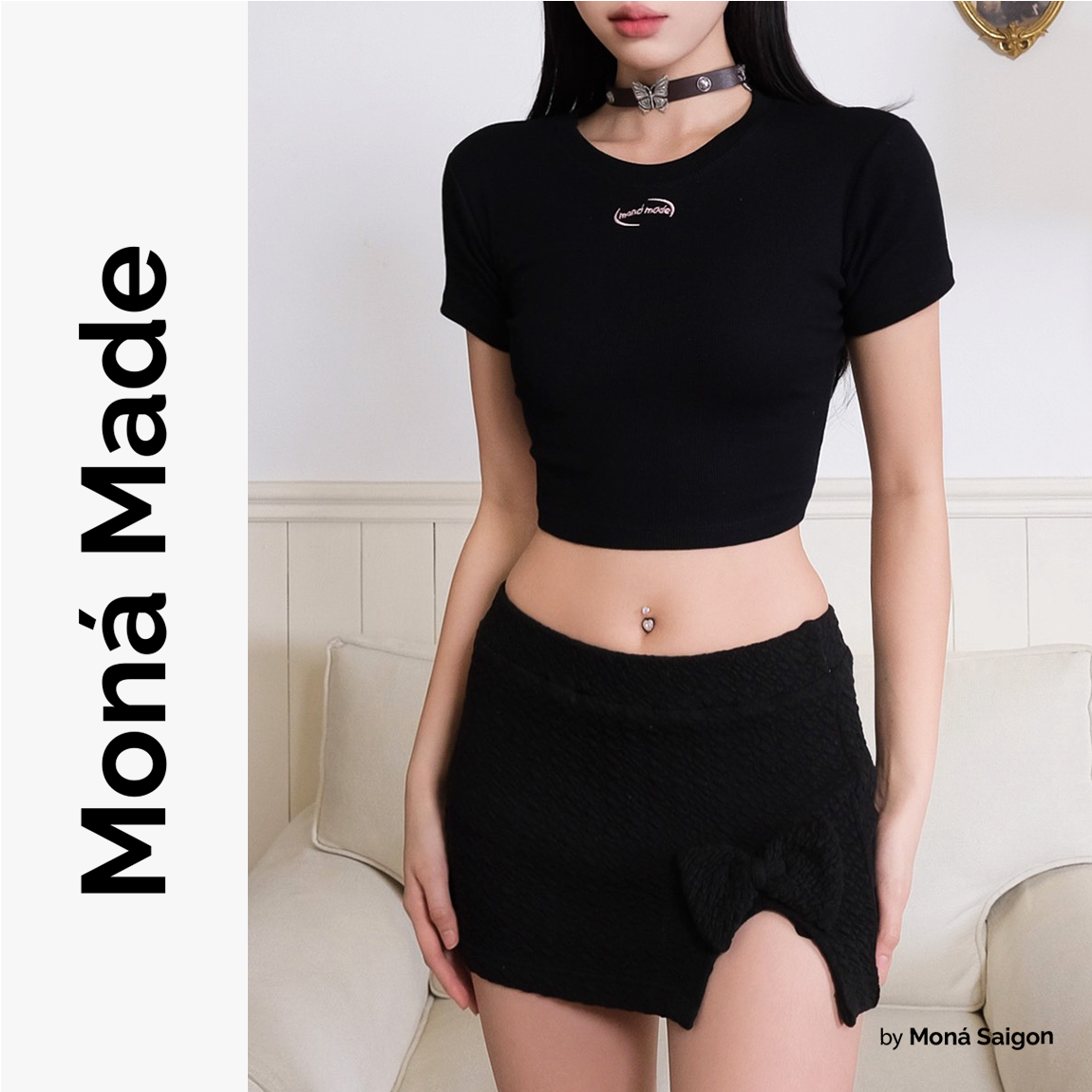 Chân váy ngắn xẻ tà moná - bambam