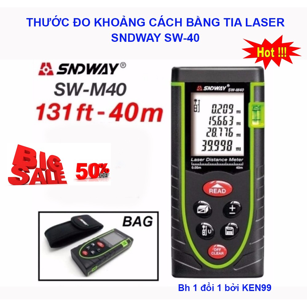 [HCM]Máy Đo Diện Tích Đất Máy Đo Khoảng Cách Laser SD-42 Thước đo xây dựng - Thước Laser Sndway 40M Nhập khẩu Công Nghệ Japan Bảo hành 1 đổi 1.