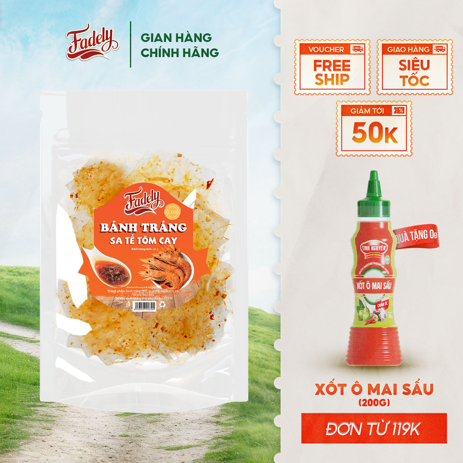 Bánh tráng trộn sa tế tôm cay fadely