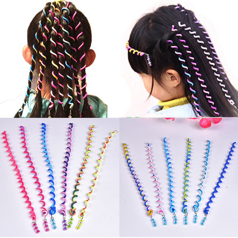6PCS lot Rainbow Color Headband Cute Girls Hair Band Crystal Long Elastic