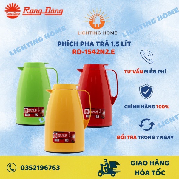 Phích pha trà rạng đông phích giữ nhiệt 1,5l rạng đông rd 1542 n2.e