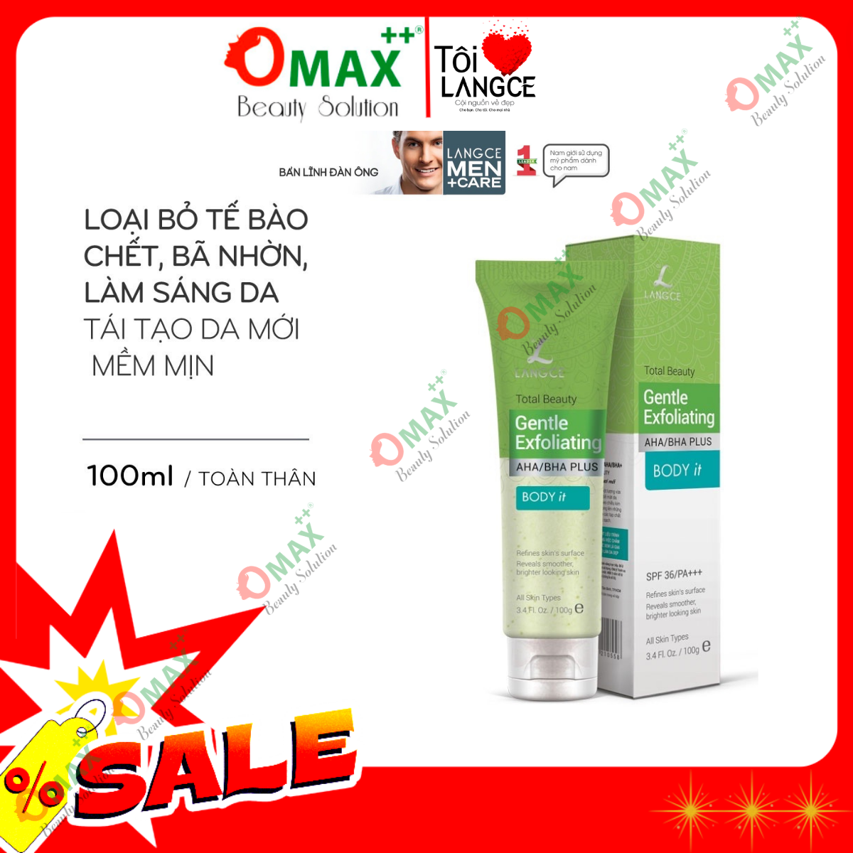 TẨY TẾ BÀO CHẾT AHA/BHA+ ĐẸP DA - BODY it - TOÀN THÂN LANGCE DÀNH CHO NAM