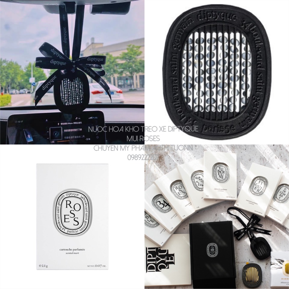 Nước Hoa Khô Treo Xe Hơi, Kẹp Cửa Gió Cao Cấp DIPTYQUE mùi ROSES