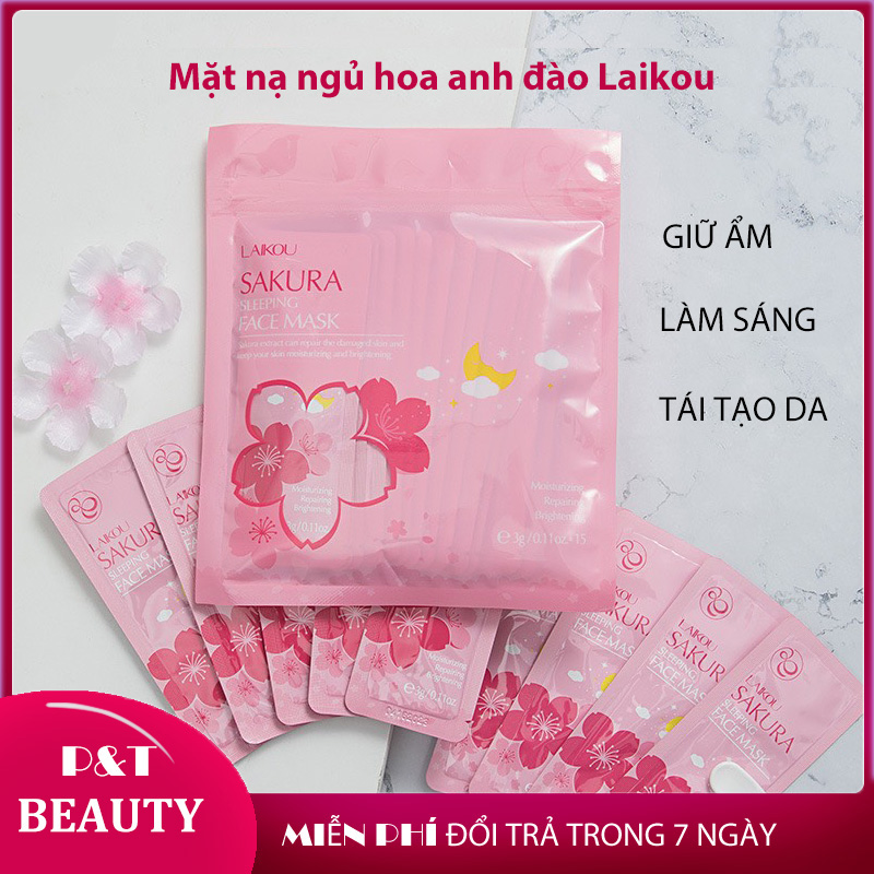 [HCM][10 Miếng] Mặt nạ ngủ hoa anh đào Sakura Laikou dưỡng da tái tạo dưỡng trắng mỹ phẩm nội địa Trung chính hãng