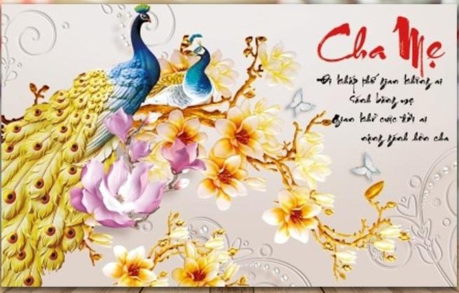 tranh thêu chữ thập Cha mẹ - LV3171