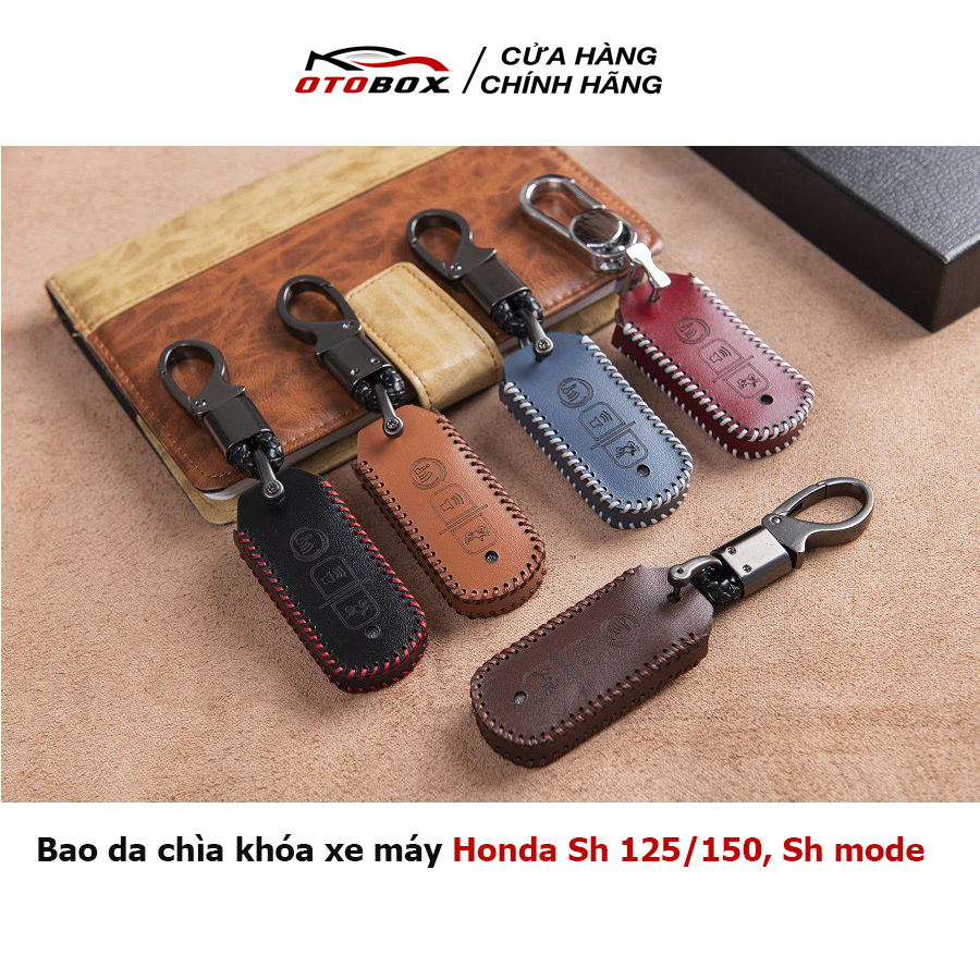 bao da chìa khoá xe máy honda sh, sh mode, pcx cao cấp chính hãng OTOBOX ốp chìa khoá smartkey chìa 3 nút bấm, bọc chìa khoá chống xước khắc tên và số điện thoại chủ xe bảo hành 2 năm