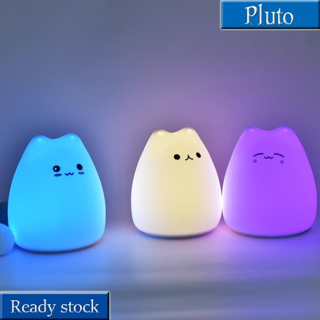 Đèn ngủ vỗ nhẹ hình con mèo nhỏ dễ thương bằng silicon mềm trang trí phòng