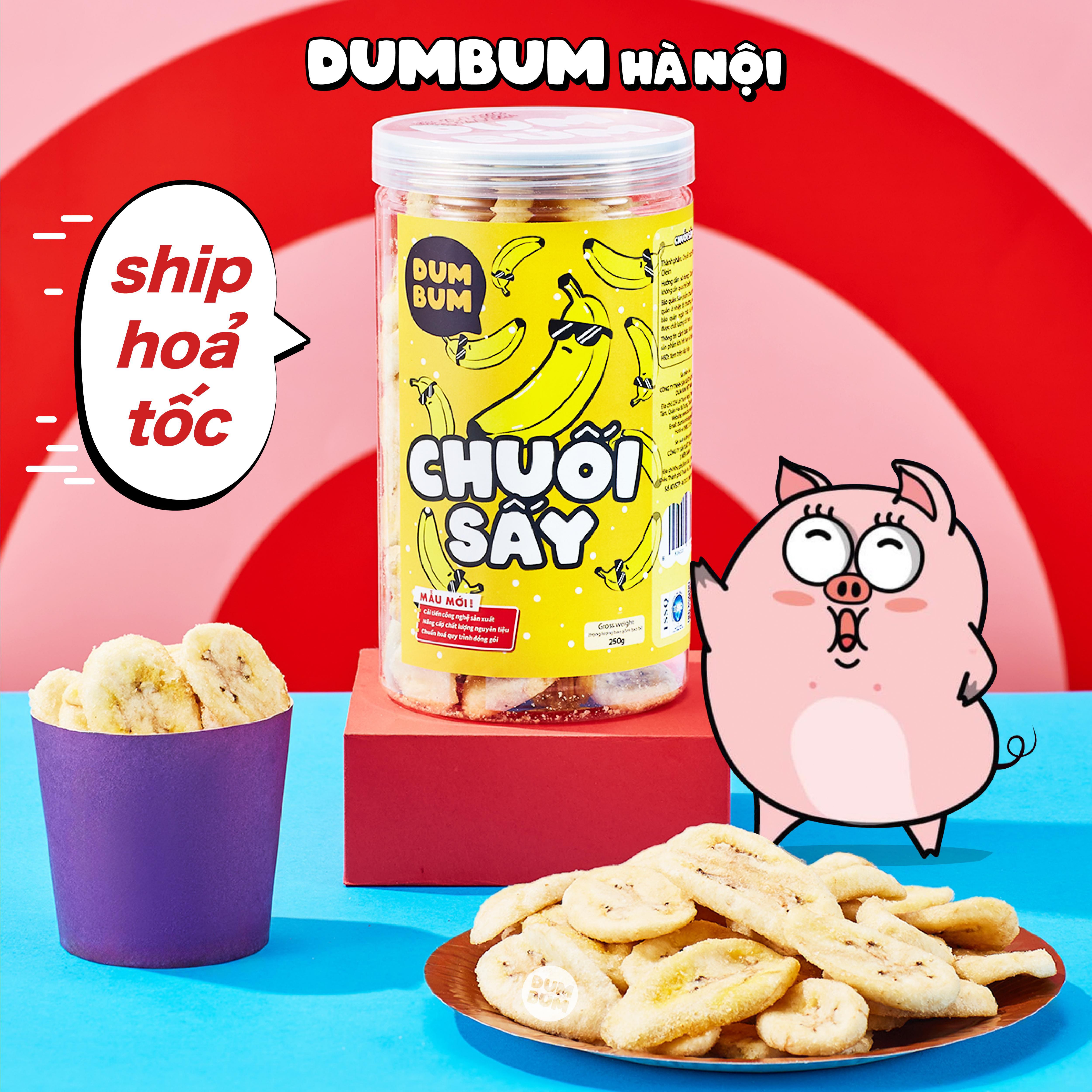 Chuối sấy giòn 250g Dumbum đồ ăn vặt Hà Nội vừa ngon vừa rẻ