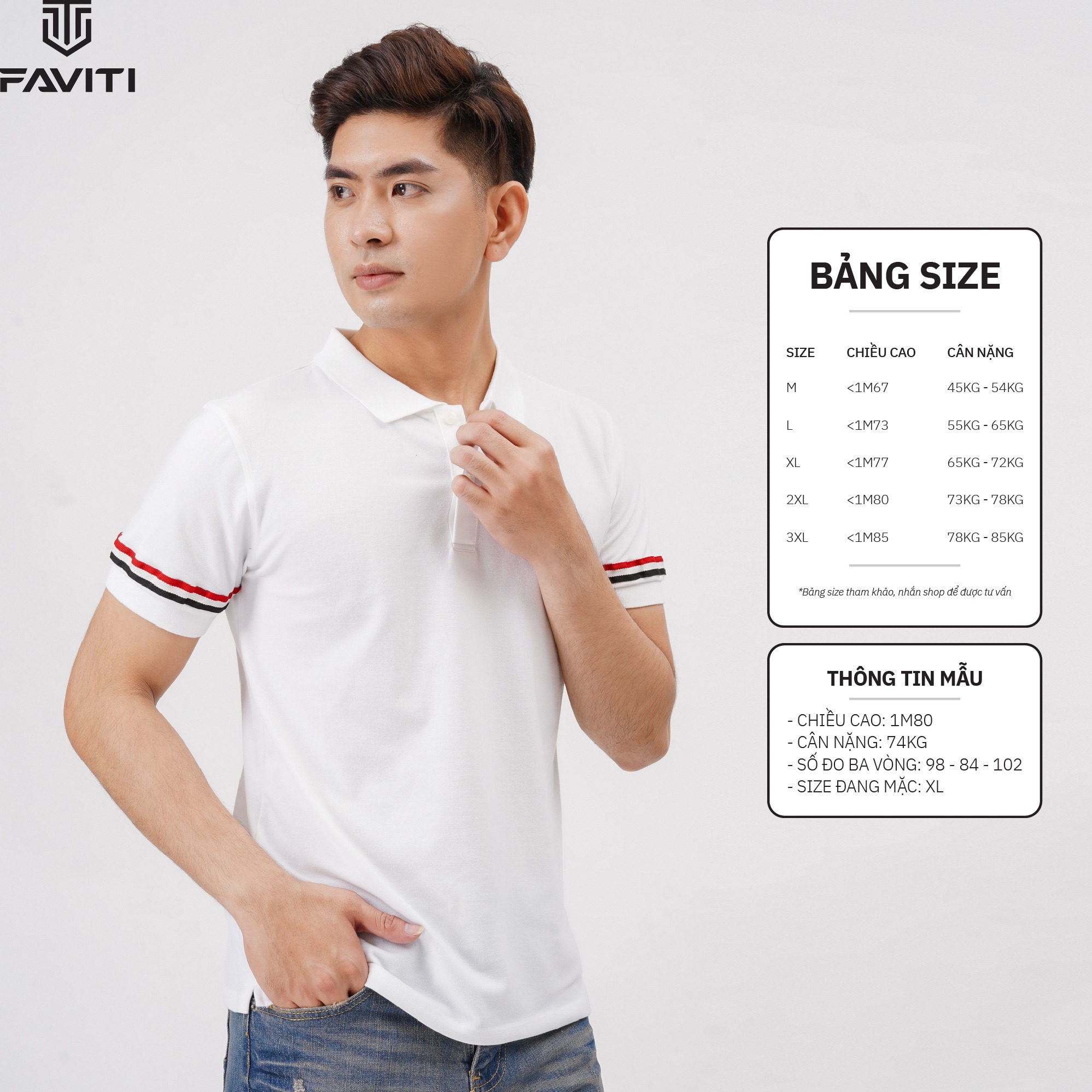 Áo Phông Polo Nam Trơn Hàng Hiệu Có Cổ Màu Đen Trắng Thời Trang Faviti AT03