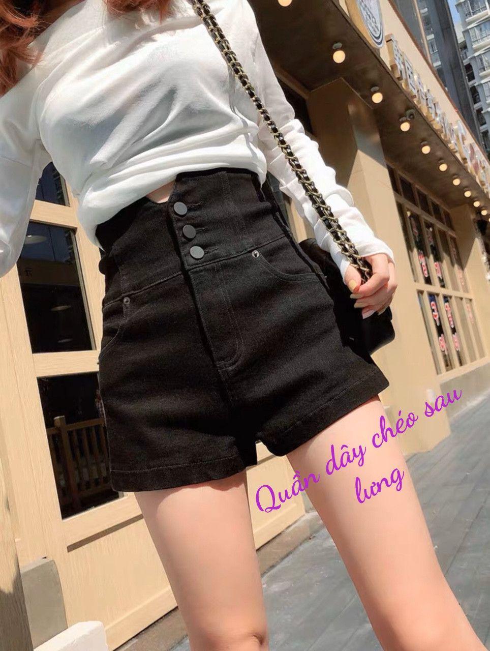 15Q35 Quần sọt kaki lưng cao 3 nút phối dây sau lưng 3 size SML