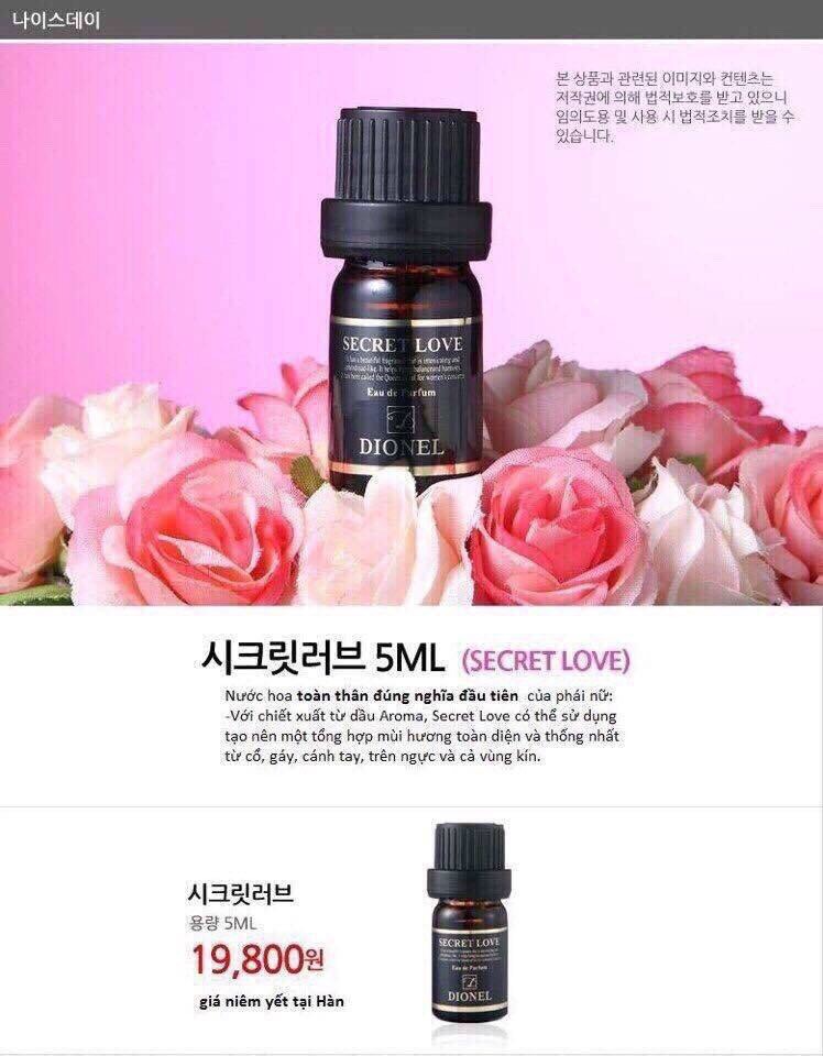 Nước hoa vùng kín dionel secret love black edition 5ml - đen - chính hãng hàn quốc