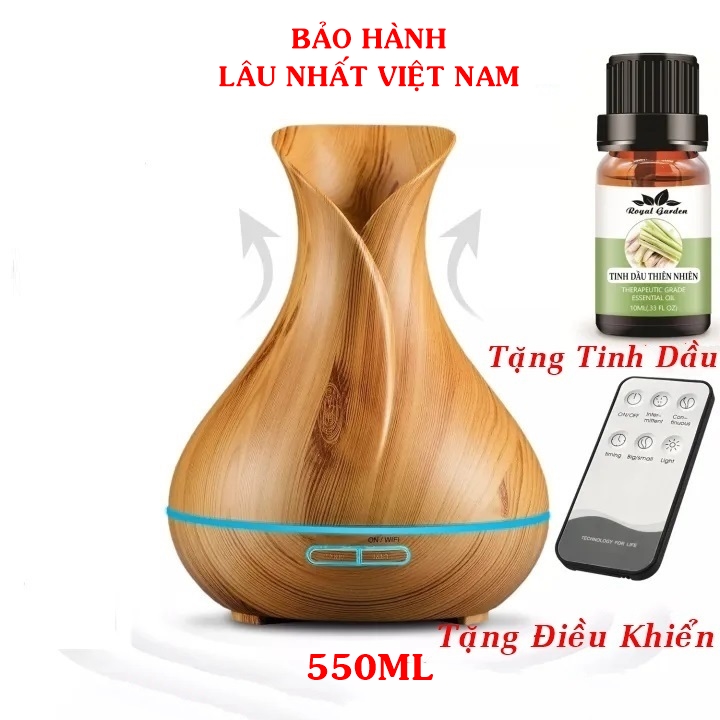 Đèn xông tinh dầu máy xông tinh dầu tulip 550ml bảo hành 18 tháng tặng remote