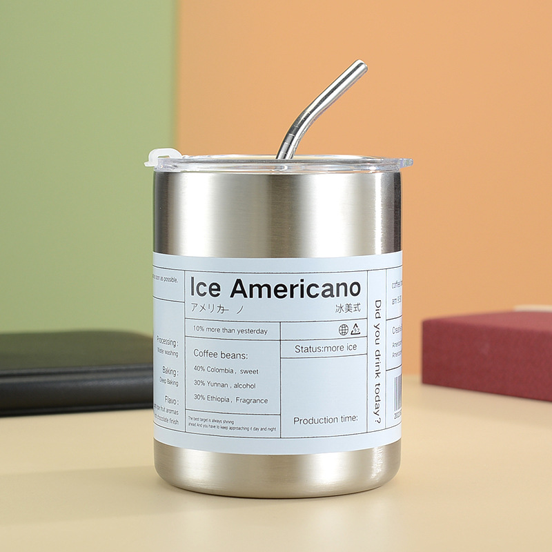 Ly Giữ Nhiệt Iced Americano Inox 304 Cao Cấp Không Gỉ,Cốc Giữ Nhiệt,Cốc Uống Nước Có Ống Hút Giữ Nhiệt 4-6 Tiếng