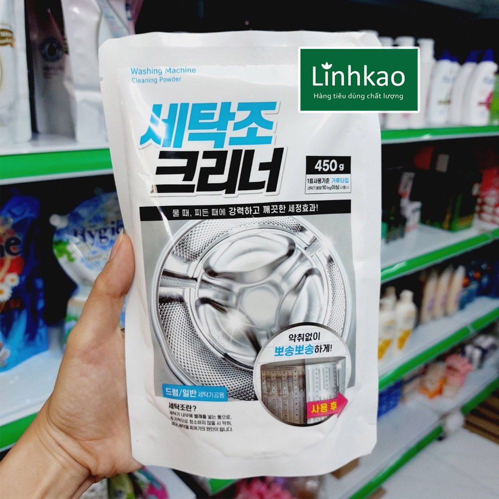 Bột tẩy lồng máy giặt Hàn Quốc 450g túi trắng