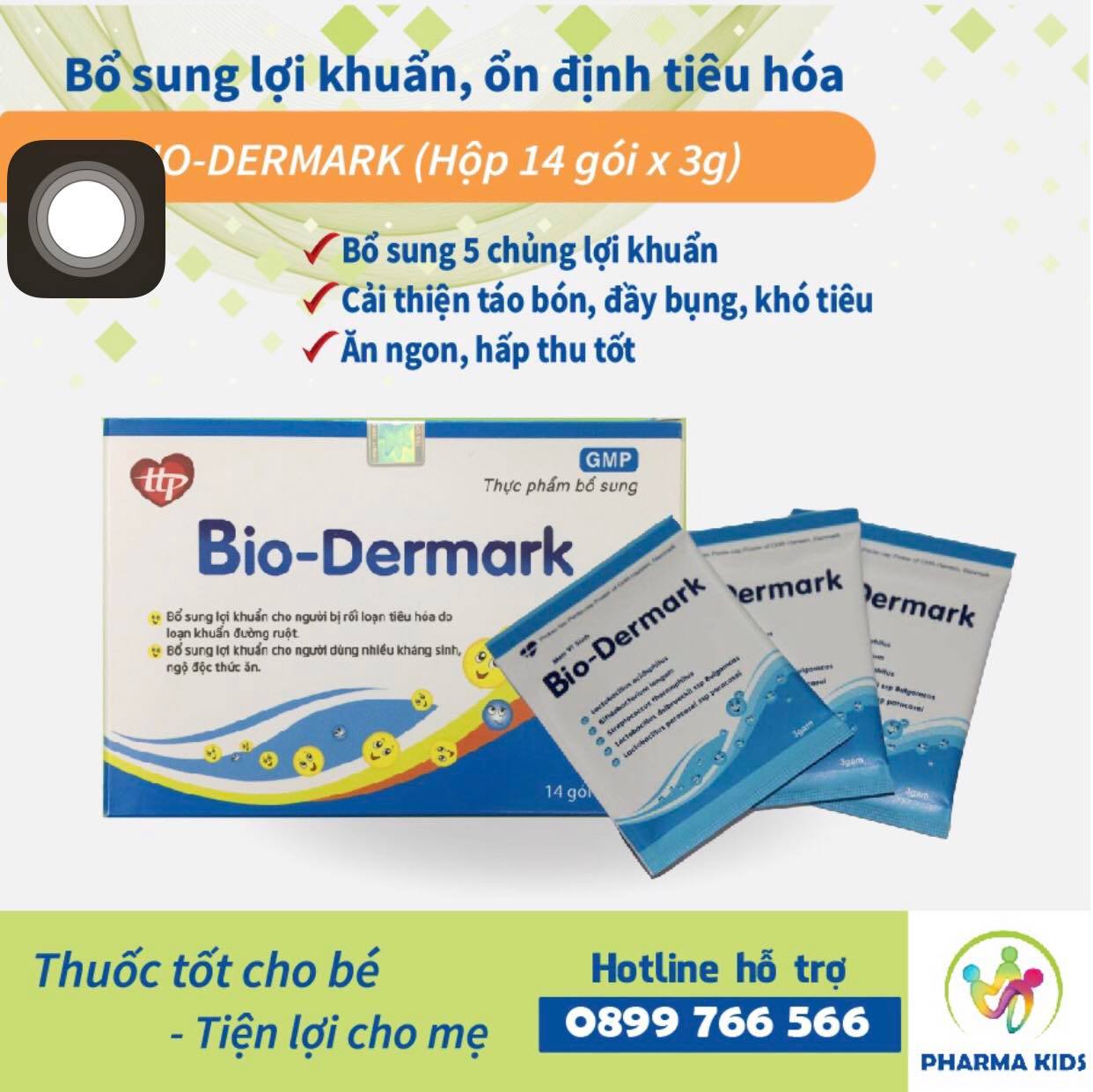 Cốm bio-dermark - giảm đầy hơi, chướng bụng, khó tiêu