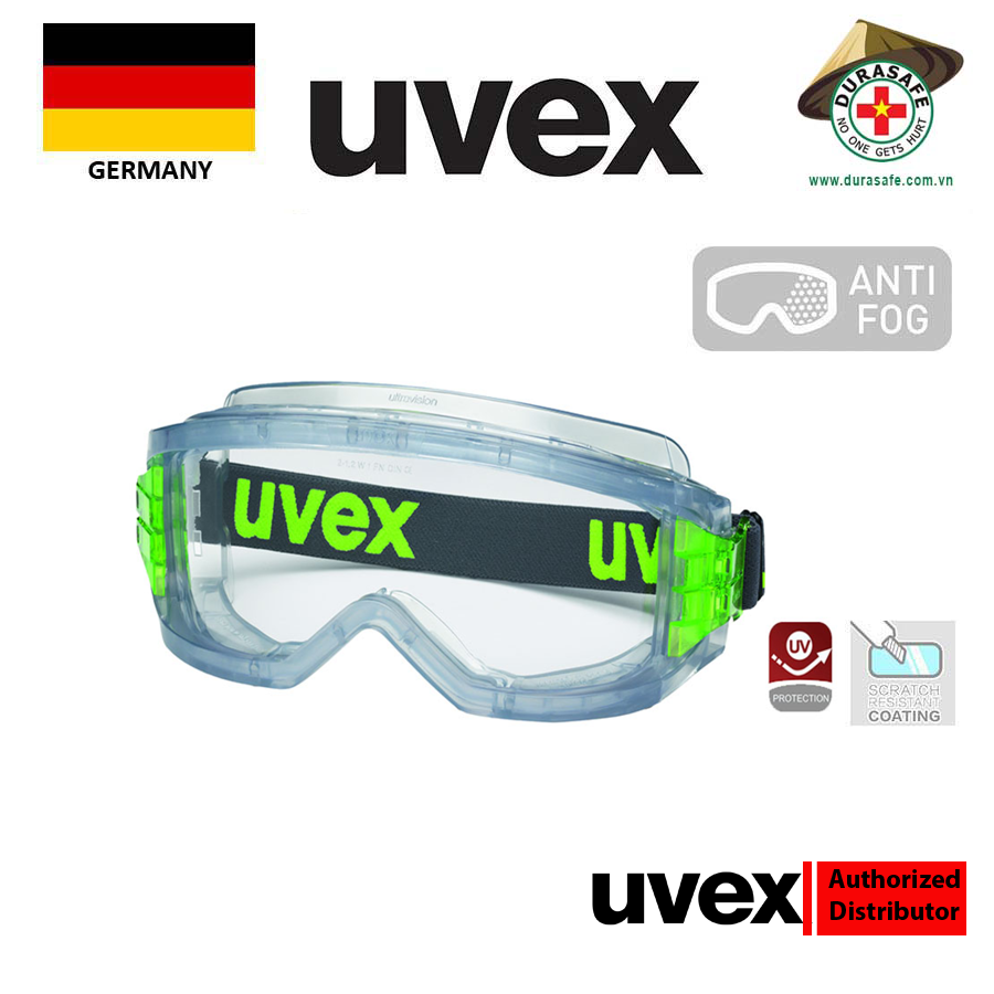 Kính Uvex 9301906 Ultravision Wide Vision Chemical Goggle Anti-Fog Clear Len/ Tầm nhìn rộng, chống hóa chất, chống sương mù, tròng clear