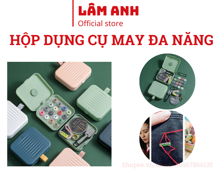Hộp kim chỉ may vá 21 món/ Hộp dụng cụ kim chỉ khâu vá đa năng tại nhà