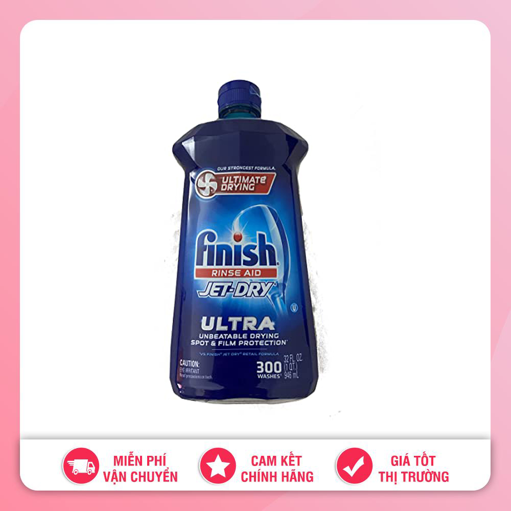 Nước rửa chén finish jet-dry ultra rinse aid dishwasher 964ml