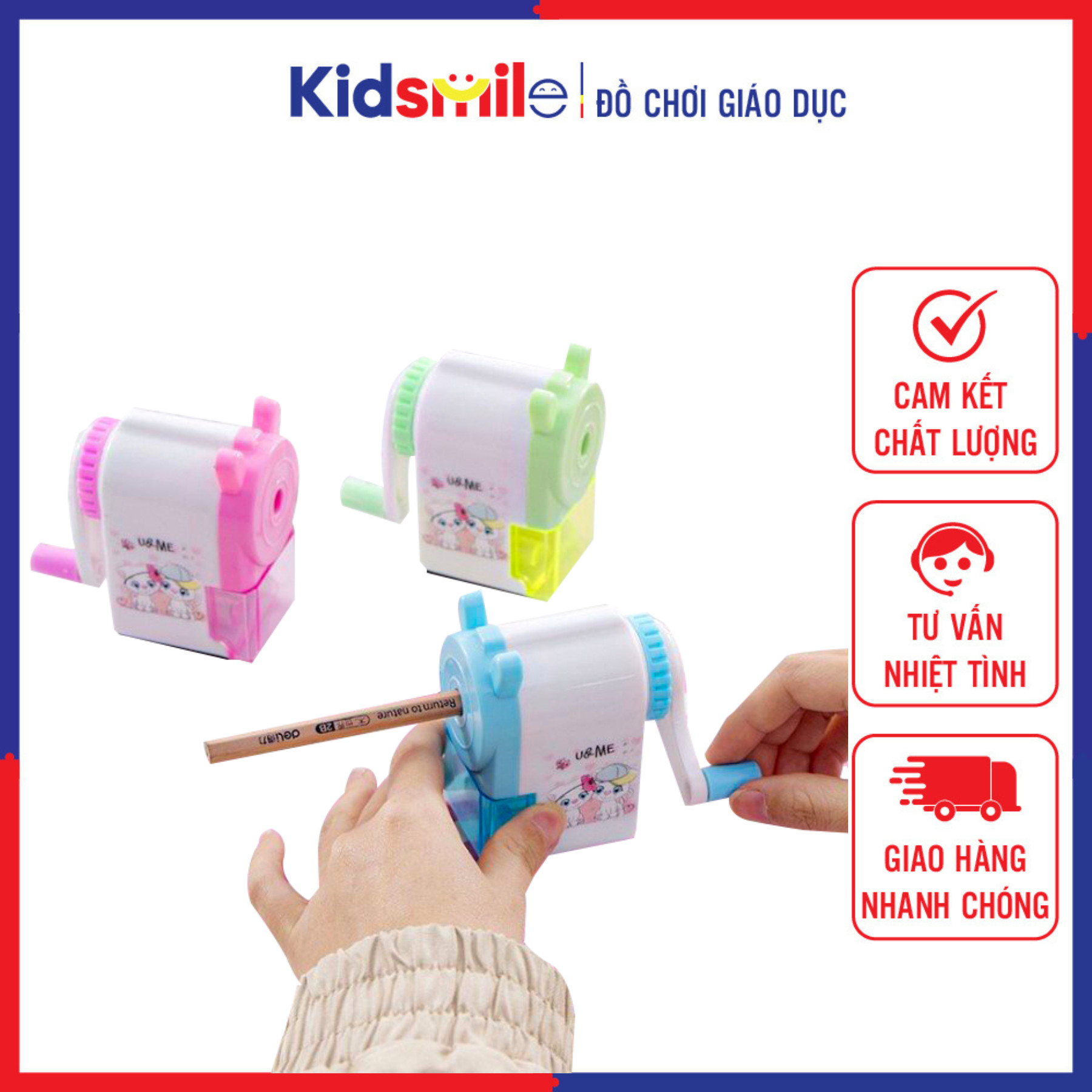 Dụng cụ gọt bút chì quay tay tiện lợi, nhanh chóng, hình  hoạt hình ngộ nghinh cho bé